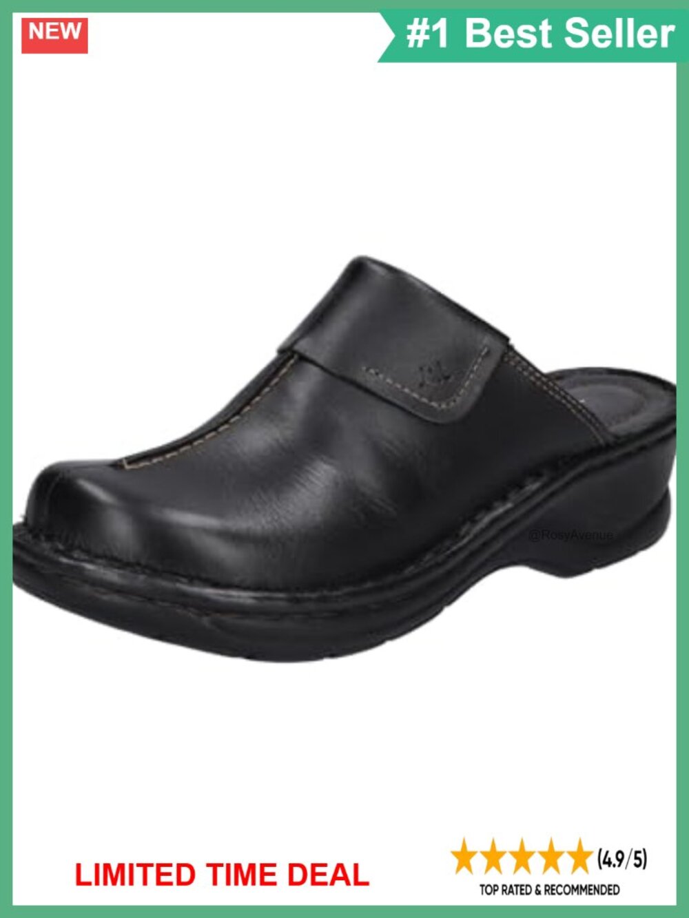 Josef Seibel Carole Leather Mule Clog Hand-Sewn Comfort Shoe